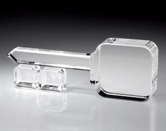 Custom Crystal Key Award - Custom Engraved Crystal Award - Glass Award - Personalized Award - Corporate Award Gift