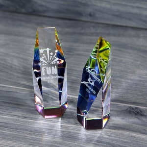 Rainbow Crystal Hexagon Award - Custom Engraved Crystal Award - Glass Award - Personalized Award