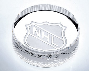 Engraved Crystal Hockey Puck - Engrave Your Team - Great For Gifts