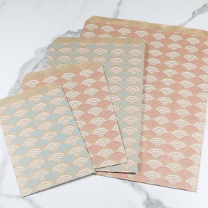 100 Pink Blue Pattern Flat Paper Gift Bags, Great for packaging, merchandise, gifts, weddings, parties, treat bags, gift bags