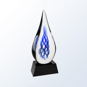 Custom Engraved Blue Swirl Twister Art Glass Award, Abstract Glass Sculpture, Glass Sculpture, Art Glass Decor, Great for Home Decor, Prizes