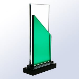 Personalized Modern Green Crystal Award - Custom Engraved Crystal Award - Glass Award - Personalized Award - Corporate Award Gift