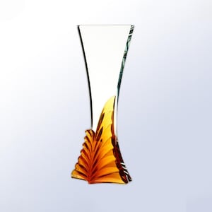 Custom Engraved Amber Leaf Glass Award - Crystal Award - Modern Engraved Award - Corporate Awards - Abstract Award
