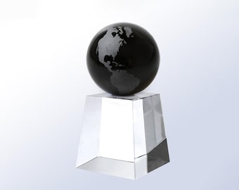 Custom Black Crystal Globe Award - Crystal Award - Custom Engraving - Globe Award - Corporate Award