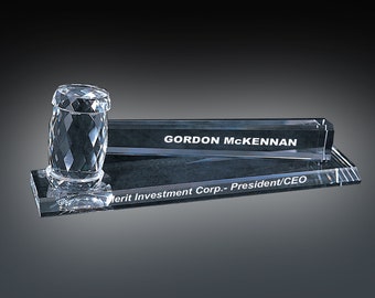 Personalized Engraved Crystal Award Gavel on Base , Comes with Velvet Gift Box , Perfect Gift for Executives, Judges, Board of Directors