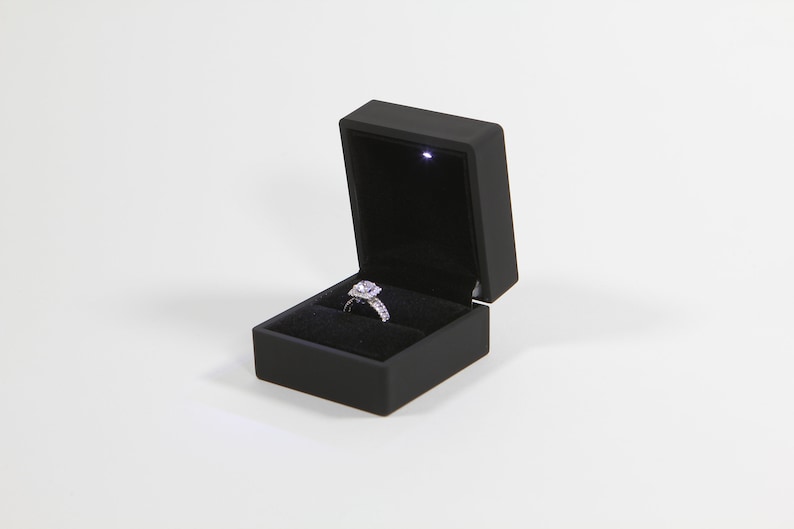 Black Engagement Ring Box With LED Light Great for Etsy