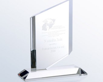 Personalized Engraved Crystal Award - Modern Award for Executives - Custom Award - Top Sales - Years of Service