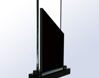 Custom Black Modern Crystal Award - Custom Engraved Crystal Award - Glass Award - Personalized Award - Corporate Award Gift