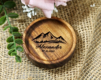 Personalized Mountain Wood Ring Dish, Custom Wedding Ring Dish, Engagement Ring Dish, Ring Holder, Couple Gifts, Bridesmaid Gift