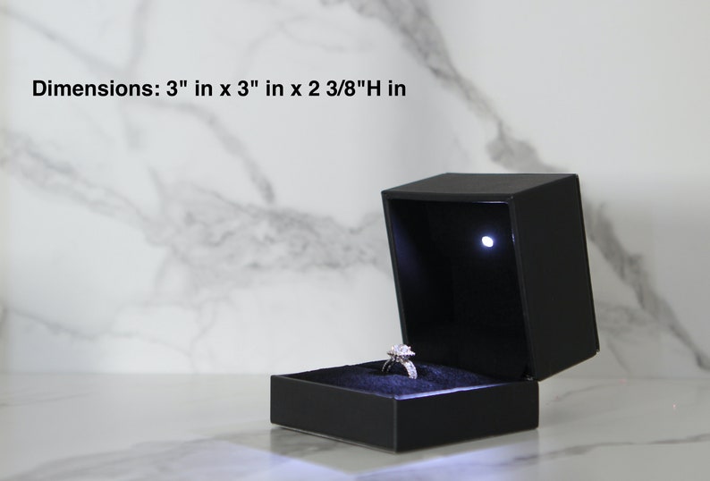 Large Black Leather Engagement Ring Box With LED Light Great Etsy