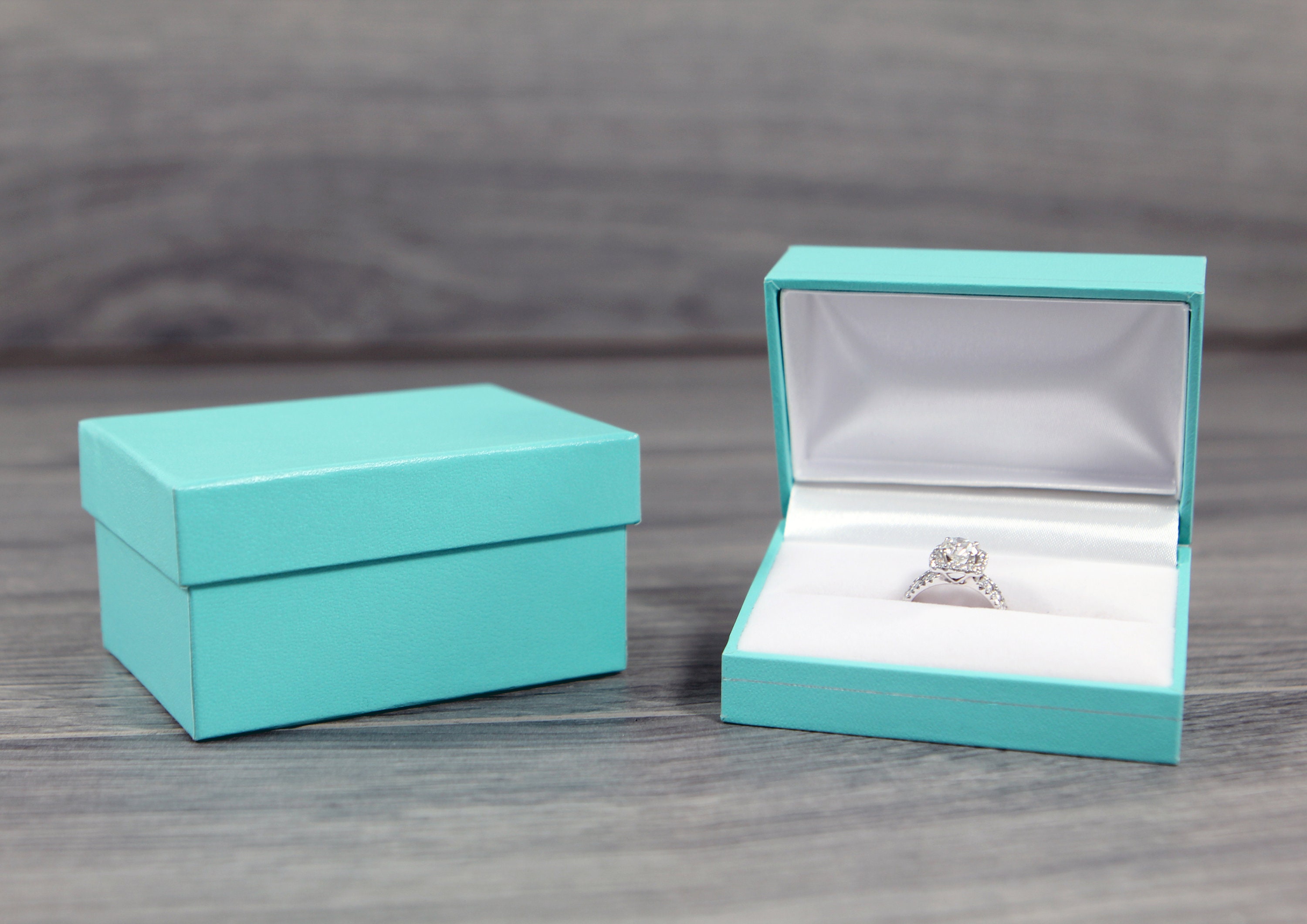 Light blue cheap ring box