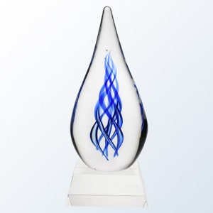 Custom Engraved Blue Swirl Twister Art Glass Award, Abstract Glass Sculpture, Glass Sculpture, Art Glass Decor, Great for Home Decor, Prizes