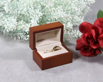 Custom Engraved Wedding Bands Box, Two Ring Box Wood - Great for proposals, weddings, anniversary, engagements , birthdays