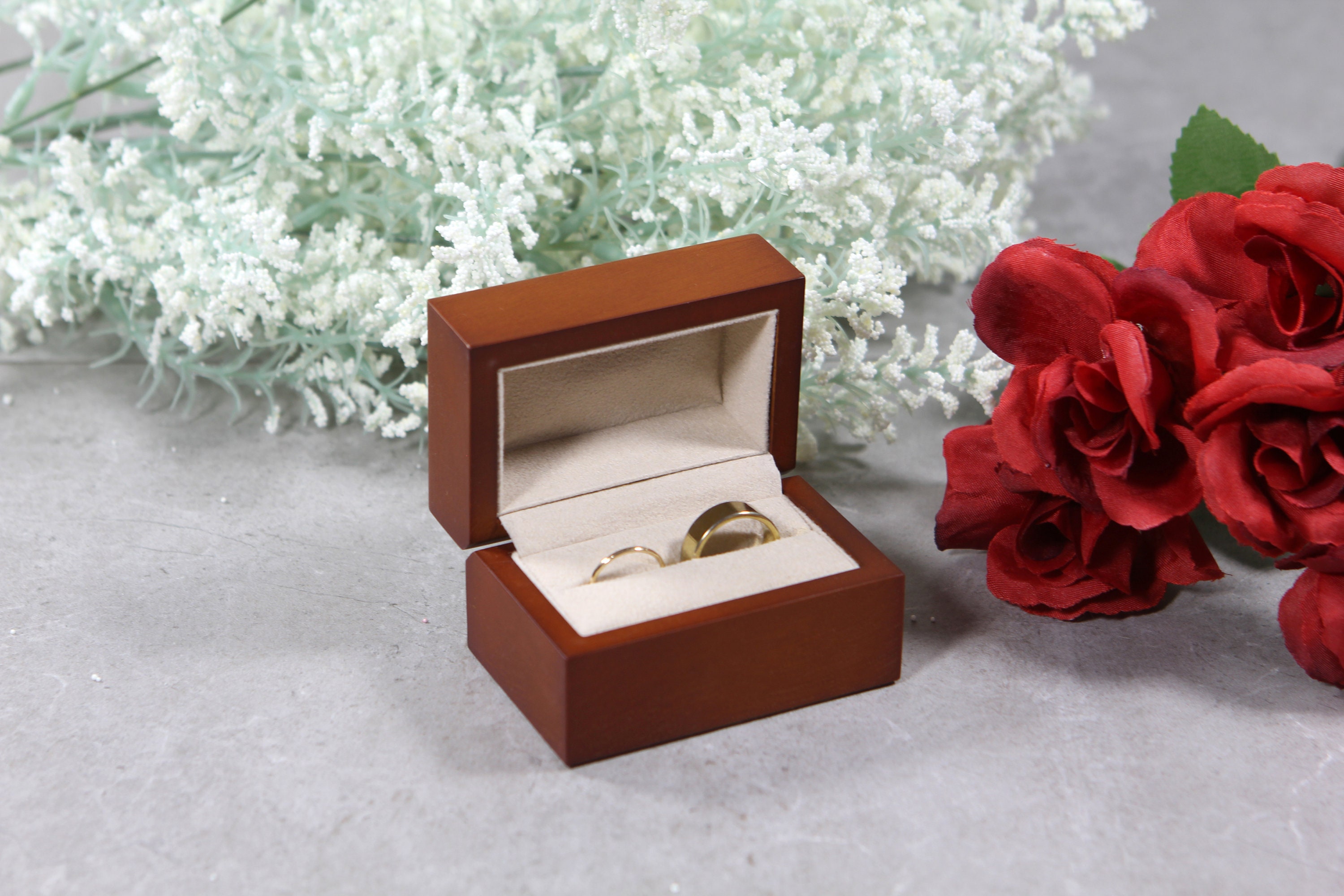 Custom Engraved Wedding Bands Box, Two Ring Box Wood - Great for Custom Engraved Wedding Bands Box, Two Ring Box Wood - Great for