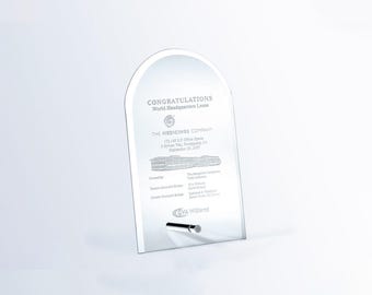 Custom Arch Glass Award - Custom Engraved Award - Glass Award - Personalized Award - Corporate Award Gift