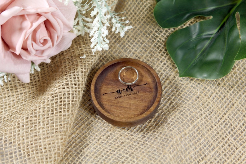 custom wood ring dish with engraving great for wedding gifts for couples