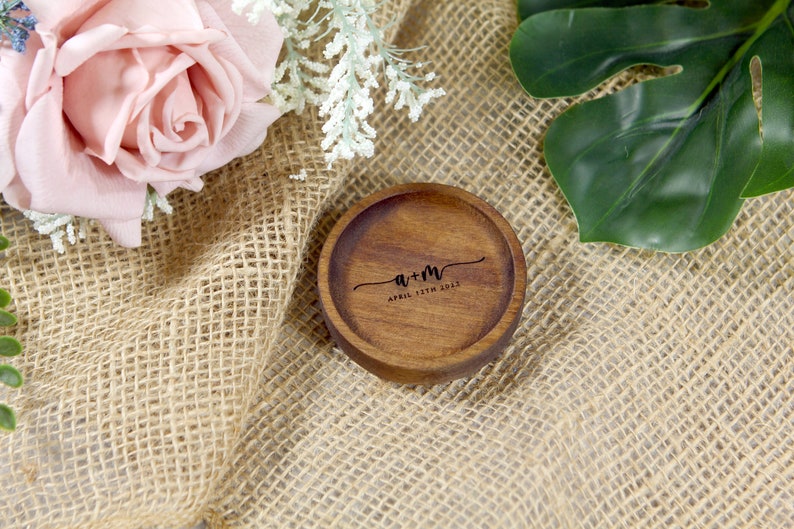 wood ring dish for her with custom engraving