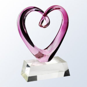 Custom Engraved Heart Art Glass Award ,Abstract Heart Glass Sculpture, Glass Sculpture ,Art Glass Decor, Great for Home Decor