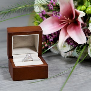 Custom Engraved Engagement Ring Box Wood - Single or Double Rings, Great for proposals, weddings, anniversary,engagements - Wood Ring Box