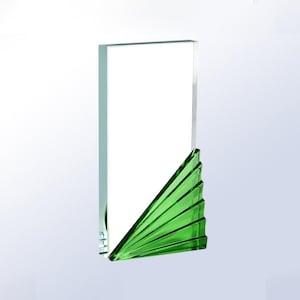 Custom Engraved Green Rays Eco Glass Award - Crystal Award - Modern Engraved Award - Corporate Awards - Abstract Award