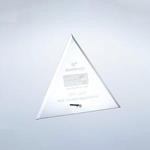 Custom Triangle Glass Award - Custom Engraved Award - Glass Award - Personalized Award - Corporate Award Gift