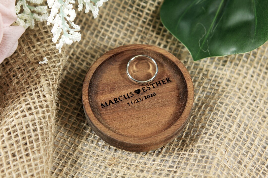 Personalized Name & Date Wood Ring Dish - Custom Wedding Gift ...
