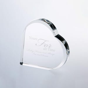 Custom Engraved Heart Crystal Award  - Heart Paperweight Gift - Heart Glass Trophy