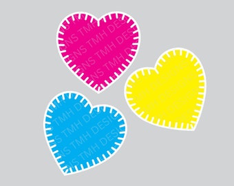 Hearts Stitched SVG - Sewing SVG - Needlepoint SVG - Digital Download eps dxf png