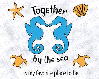 Seahorse SVG - Together by the Sea SVG - Beach SVG - Shell svg - Digtal Download eps dxf png