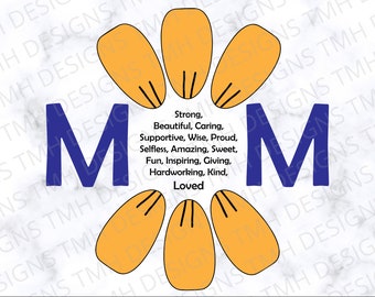 Mom SVG - Flower SVG - Mom Description SVG - Digital Download eps dxf png