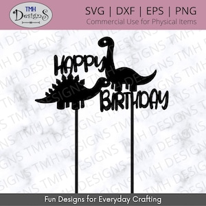 Dinosaurier Happy Birthday Cake Topper SVG - Geburtstag Cake Topper SVG Digital Download eps dxf png