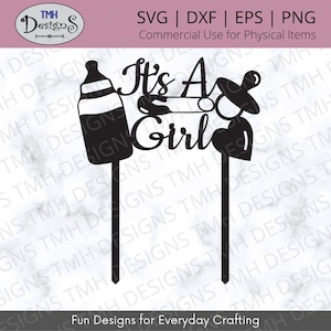 It&#39;s A Girl Cake Topper SVG - Baby Shower SVG - Cake Topper SVG Digital Download eps dxf png