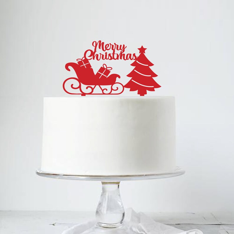 Merry Christmas Cake Topper SVG Sleigh Cake Topper SVG - Etsy