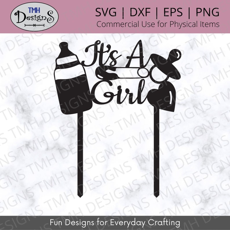 It's A Girl Cake Topper SVG Baby Shower SVG Cake Topper SVG Digital