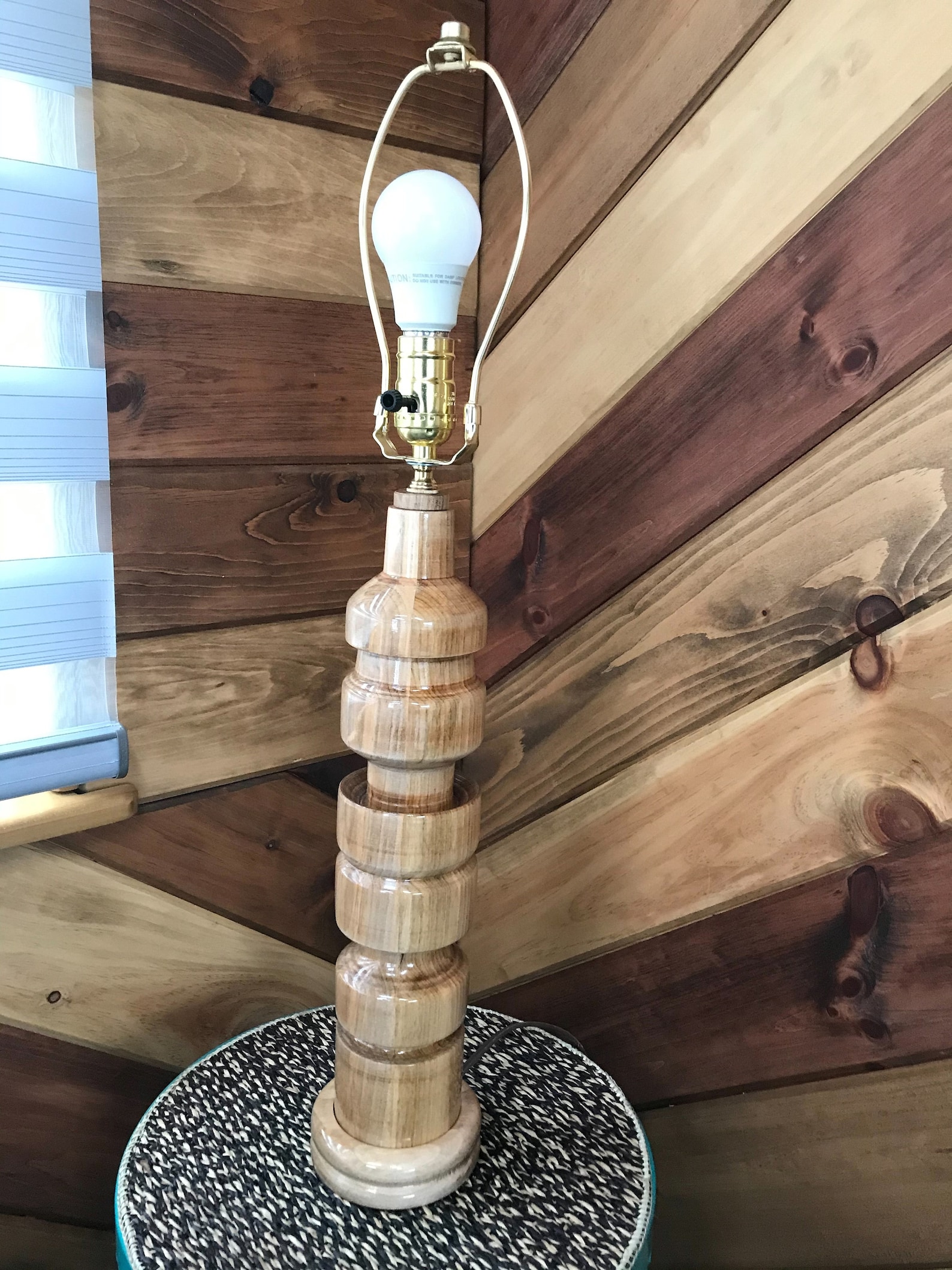Maple Wood Turned Table Lamp Etsy