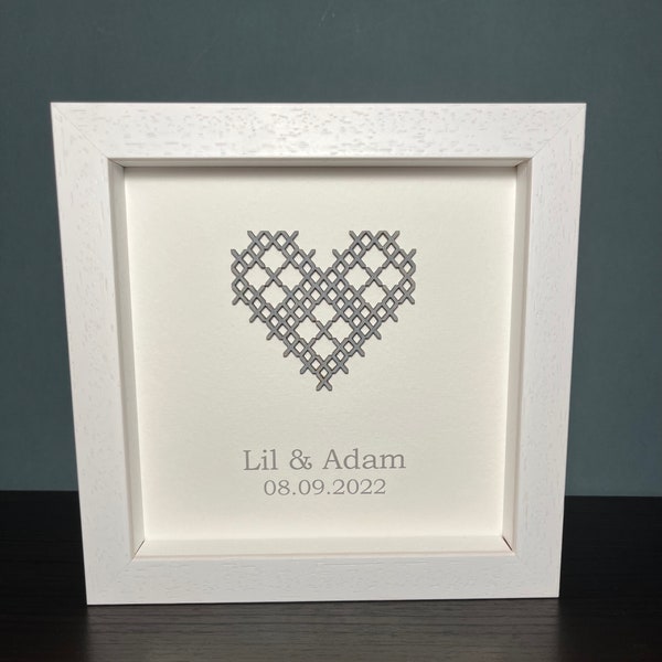 Anniversary Wedding Heart Cross Stitch Artwork