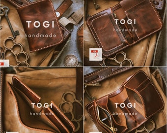 Leather Wallet PDF Pattern: Short Bi-Fold Template (Digitaler Download)