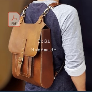 Motif de sac à dos en cuir, motif de sac à dos en cuir, sac à dos PDF, motif de sac pour ordinateur portable, motif de sac en cuir, cuir fait main, modèle numérique