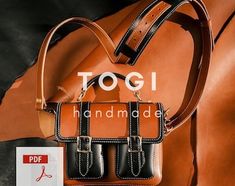 Leather Satchel Bag Pattern: Handmade Bag PDF Template (23x17.5x6,6 cm)