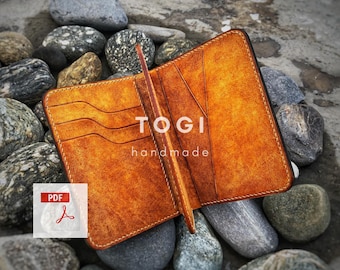 Leather Bifold Wallet Pattern: PDF Template (11.5x9cm)
