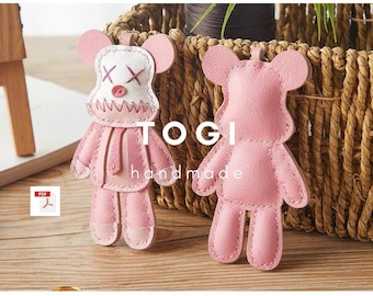 Leather Bear Keychain Pattern: Handmade PDF Template (15x8.5cm)
