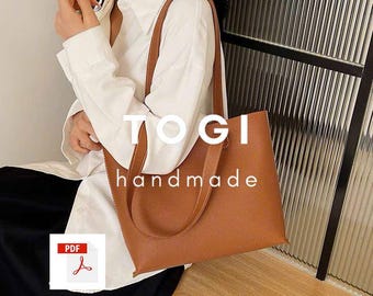 Schnittmuster Leder Tragetasche PDF, Schultertasche (34x26x7 cm)