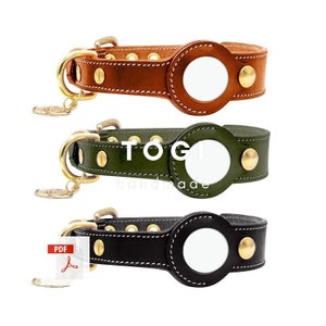 Patrón de collar de cuero para perros, collar de cuero para perros talla S/M/L, collar AirTag de cuero, collar de cuero para perros, patrón de cuero, cuero hecho a mano, bricolaje