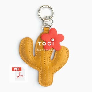 Pattern Leather Keychain, Leather Keychain, Keychain Cactus, Pattern Leather , Leather Pattern, Leather Handmade, Leather Template