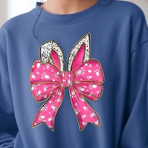 Coquette Bow Bunny Ears Sweatshirt,  Cute Bunny Bow Sweatshirt, Cute Bunny Sweatshirt, Valentine&#39;s Day shirt