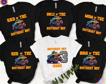 Monster Truck Birthday Shirt, Custom Family Birthday Truck Shirt, Monster Truck Party Gift For Kids