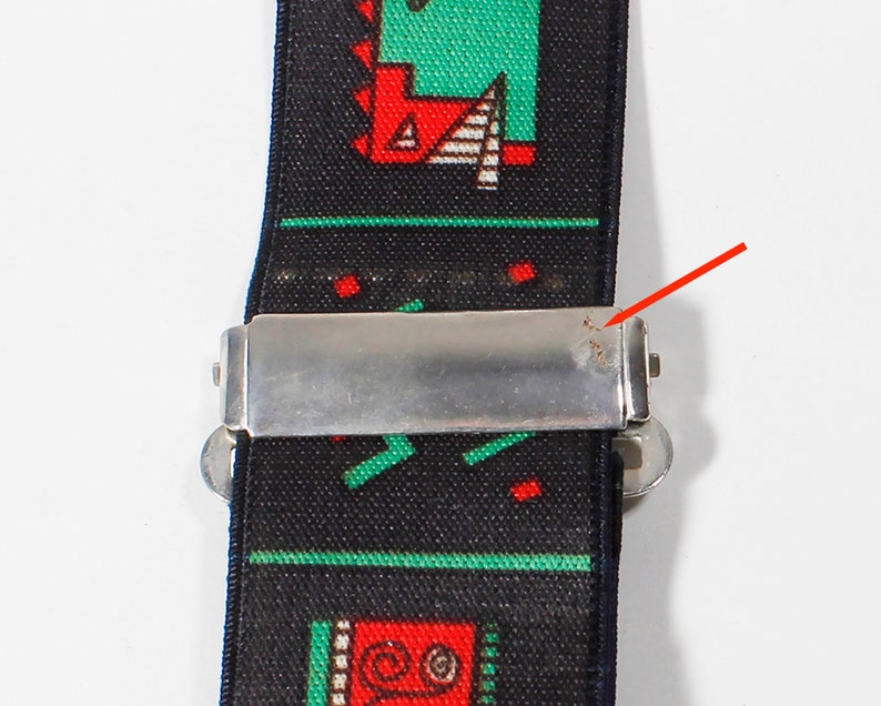 Pop Art Vintage Suspenders Clip End Style Braces Black Red Green Geometric Faces 80s Eighties Memphis Design Inspired Sustainable Fashion image 5