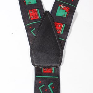 Pop Art Vintage Suspenders Clip End Style Braces Black Red Green Geometric Faces 80s Eighties Memphis Design Inspired Sustainable Fashion image 2