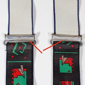 Pop Art Vintage Suspenders Clip End Style Braces Black Red Green Geometric Faces 80s Eighties Memphis Design Inspired Sustainable Fashion image 6