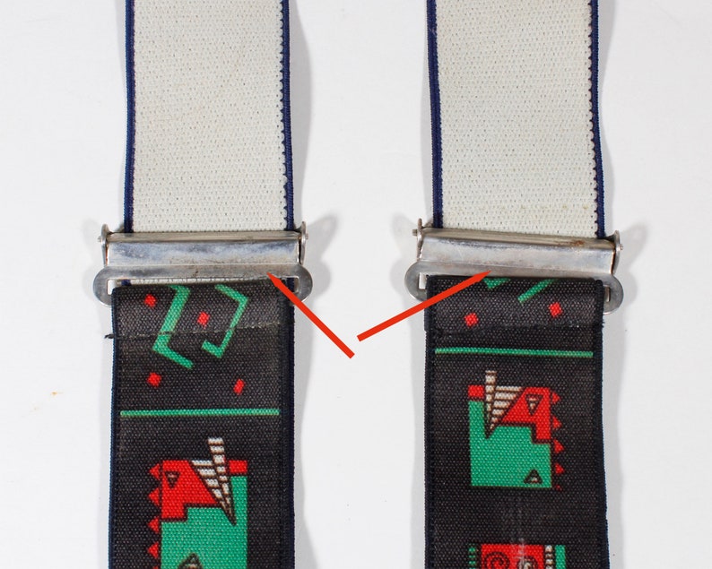 Pop Art Vintage Suspenders Clip End Style Braces Black Red Green Geometric Faces 80s Eighties Memphis Design Inspired Sustainable Fashion image 6